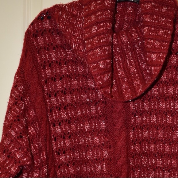 Red lucky brand cow neck sweater - Picture 2 of 3